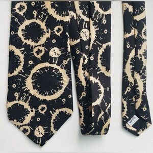 Cambridge Apparel London 400 Men’s Silk Abstract Neck Tie Black Beige 4” USA